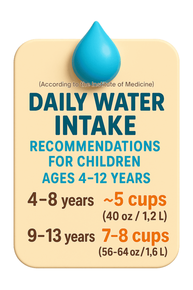 Daily Water Intake Recommendations for Children